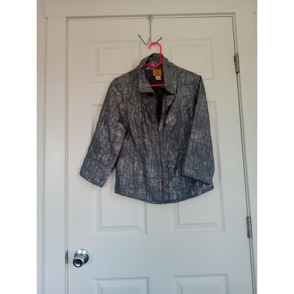 Ruby Rd Cinch Funnel Neck Silver-Gray Lightweight Jacket Women's 12 - Picture 8 of 10